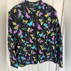 Quilted Requirements Woman Full Zip Butterfly Print Jacket-size 3X